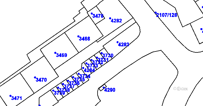 Parcela st. 3730 v KÚ Komín, Katastrální mapa