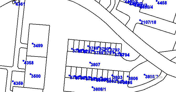 Parcela st. 3788 v KÚ Komín, Katastrální mapa