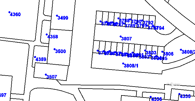 Parcela st. 3795 v KÚ Komín, Katastrální mapa