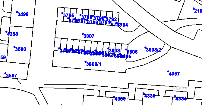 Parcela st. 3802 v KÚ Komín, Katastrální mapa