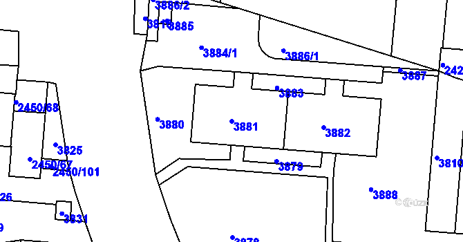 Parcela st. 3881 v KÚ Komín, Katastrální mapa