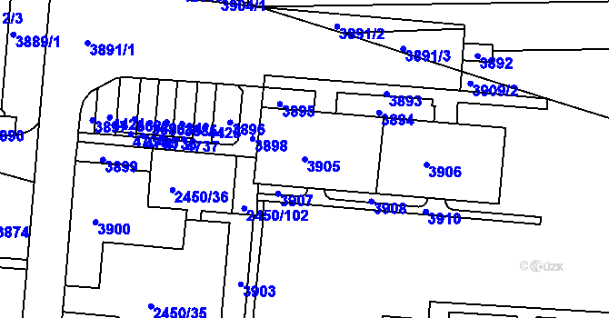 Parcela st. 3905 v KÚ Komín, Katastrální mapa