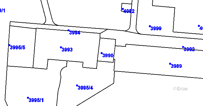 Parcela st. 3990 v KÚ Komín, Katastrální mapa