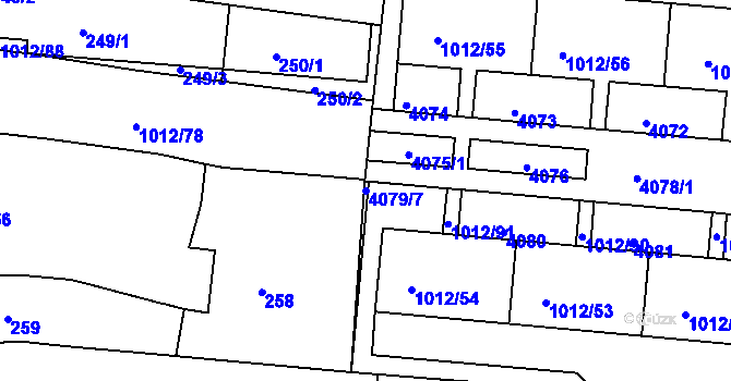 Parcela st. 4079/7 v KÚ Komín, Katastrální mapa