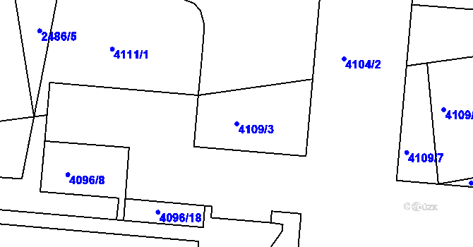 Parcela st. 4109/3 v KÚ Komín, Katastrální mapa