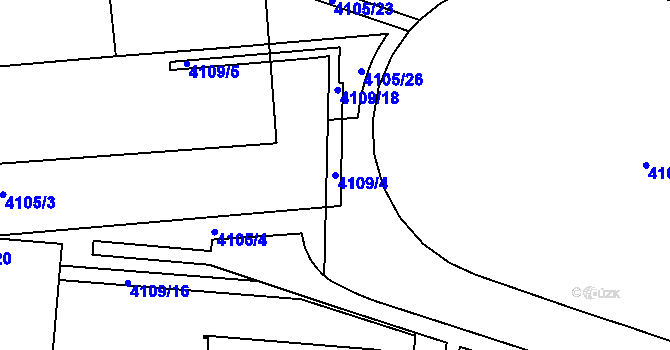 Parcela st. 4109/4 v KÚ Komín, Katastrální mapa