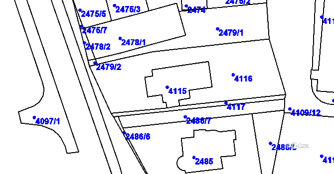 Parcela st. 4115 v KÚ Komín, Katastrální mapa