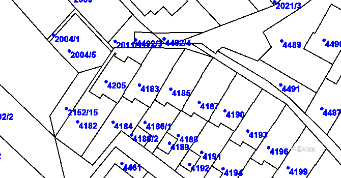 Parcela st. 4185 v KÚ Komín, Katastrální mapa