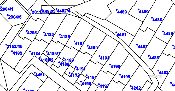 Parcela st. 4190 v KÚ Komín, Katastrální mapa