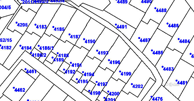 Parcela st. 4193 v KÚ Komín, Katastrální mapa