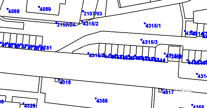 Parcela st. 4436 v KÚ Komín, Katastrální mapa