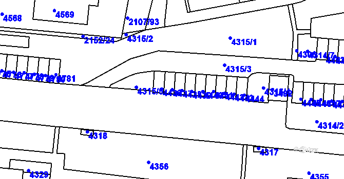 Parcela st. 4437 v KÚ Komín, Katastrální mapa