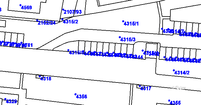 Parcela st. 4439 v KÚ Komín, Katastrální mapa