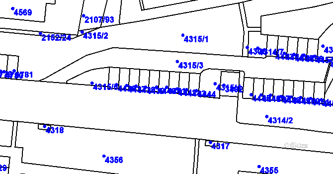 Parcela st. 4441 v KÚ Komín, Katastrální mapa