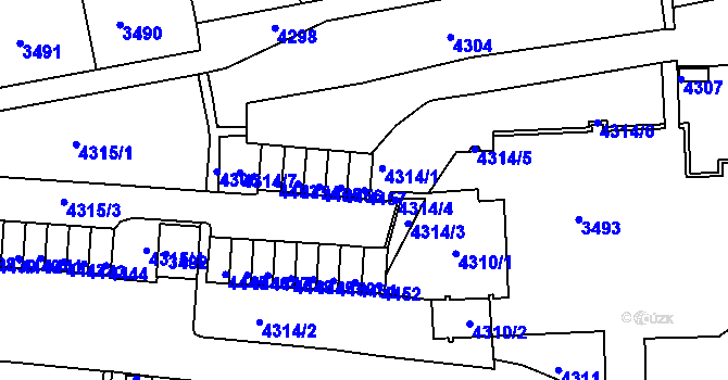 Parcela st. 4457 v KÚ Komín, Katastrální mapa