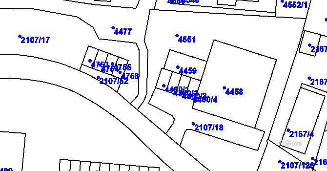 Parcela st. 4460/1 v KÚ Komín, Katastrální mapa