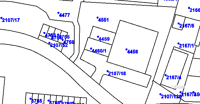 Parcela st. 4460/3 v KÚ Komín, Katastrální mapa