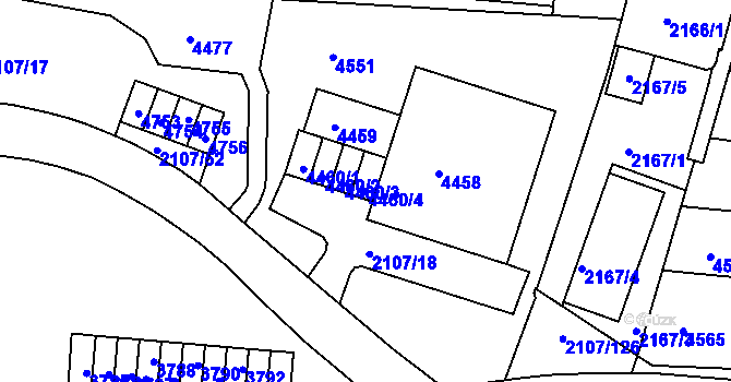 Parcela st. 4460/4 v KÚ Komín, Katastrální mapa