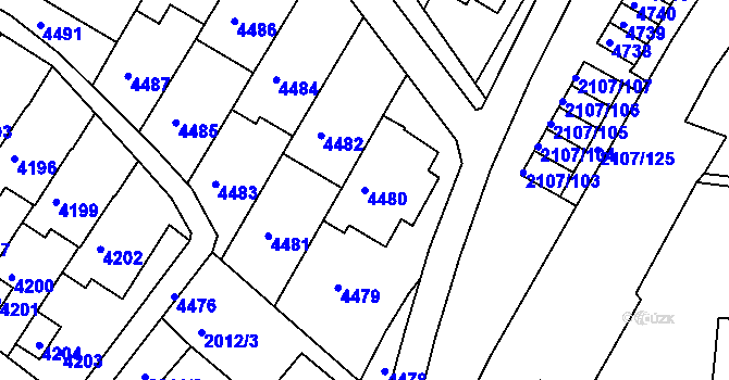 Parcela st. 4480 v KÚ Komín, Katastrální mapa