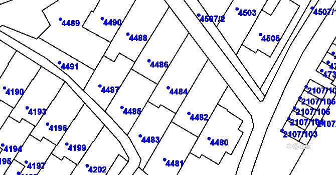 Parcela st. 4484 v KÚ Komín, Katastrální mapa