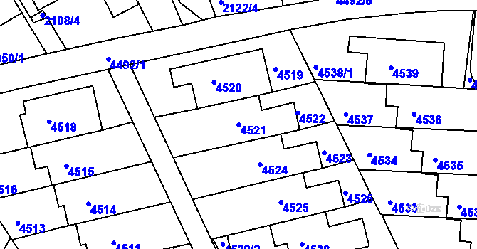 Parcela st. 4521 v KÚ Komín, Katastrální mapa