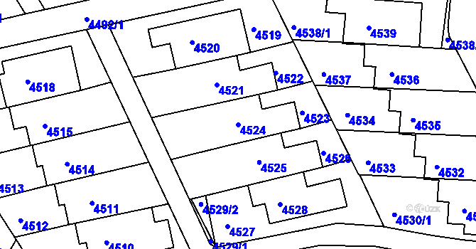 Parcela st. 4524 v KÚ Komín, Katastrální mapa