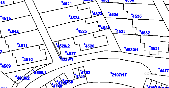 Parcela st. 4528 v KÚ Komín, Katastrální mapa
