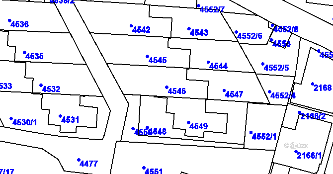 Parcela st. 4546 v KÚ Komín, Katastrální mapa