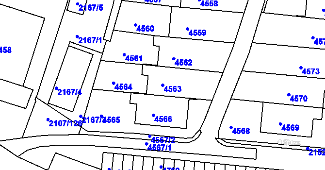 Parcela st. 4563 v KÚ Komín, Katastrální mapa