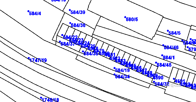 Parcela st. 4580 v KÚ Komín, Katastrální mapa