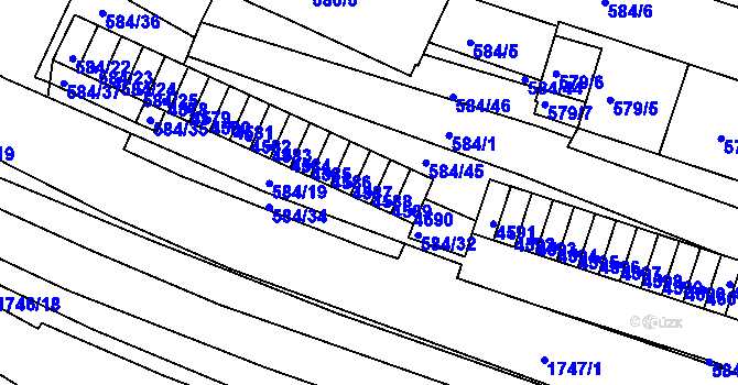 Parcela st. 4588 v KÚ Komín, Katastrální mapa