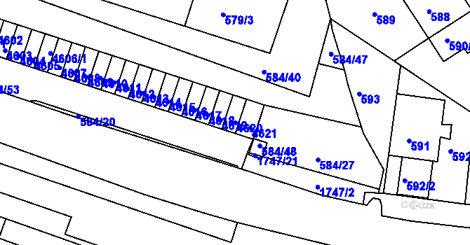 Parcela st. 4620 v KÚ Komín, Katastrální mapa