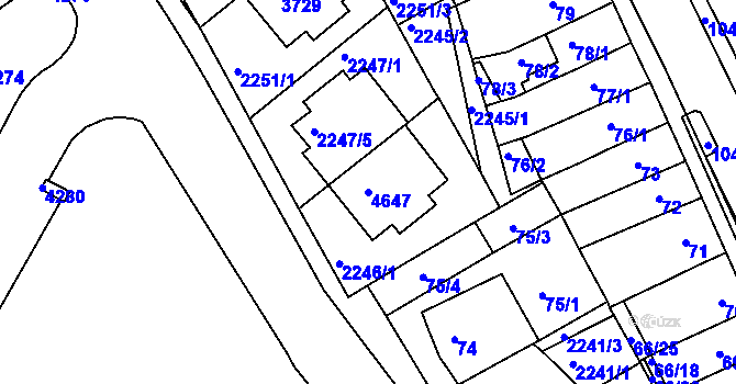 Parcela st. 4647 v KÚ Komín, Katastrální mapa