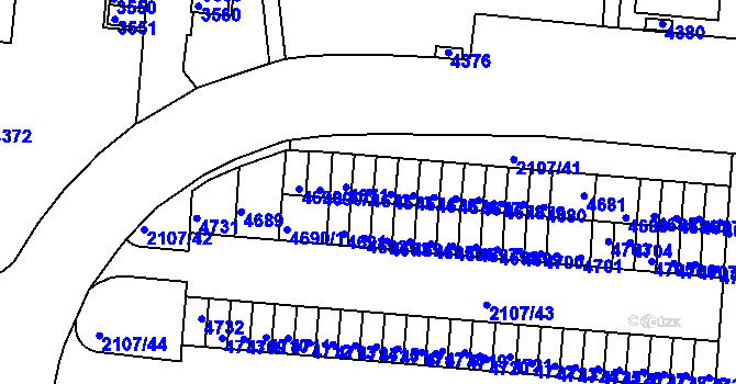 Parcela st. 4672 v KÚ Komín, Katastrální mapa
