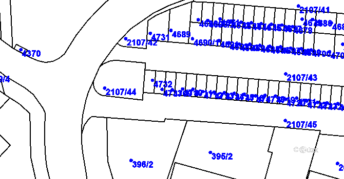 Parcela st. 4709 v KÚ Komín, Katastrální mapa
