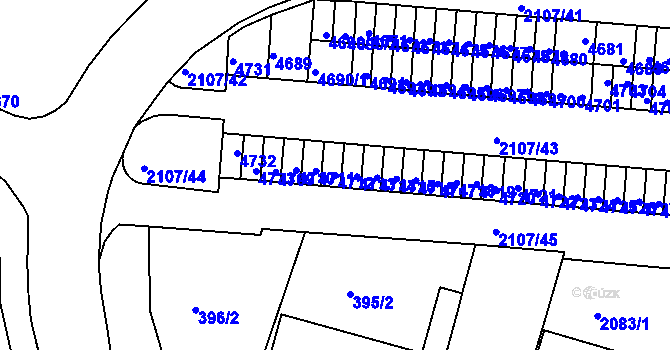 Parcela st. 4712 v KÚ Komín, Katastrální mapa