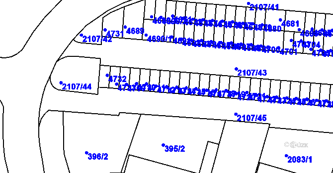 Parcela st. 4713 v KÚ Komín, Katastrální mapa