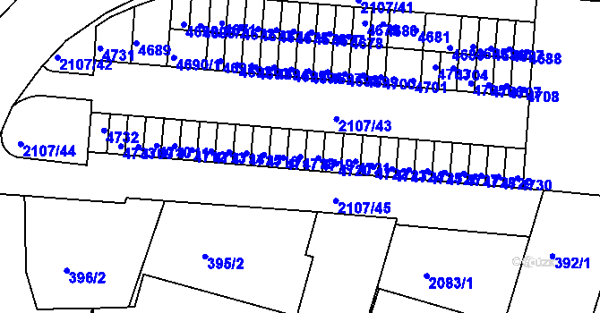 Parcela st. 4718 v KÚ Komín, Katastrální mapa