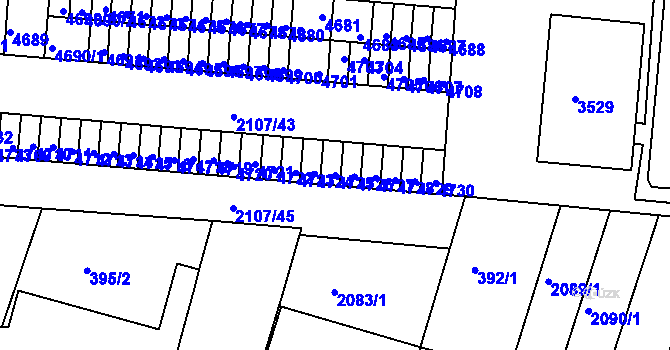 Parcela st. 4725 v KÚ Komín, Katastrální mapa