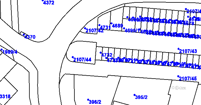Parcela st. 4732 v KÚ Komín, Katastrální mapa
