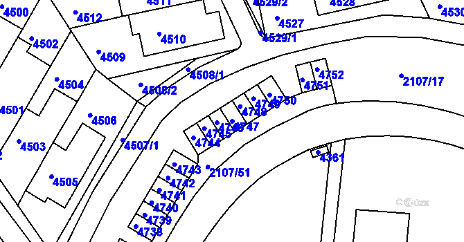 Parcela st. 4747 v KÚ Komín, Katastrální mapa