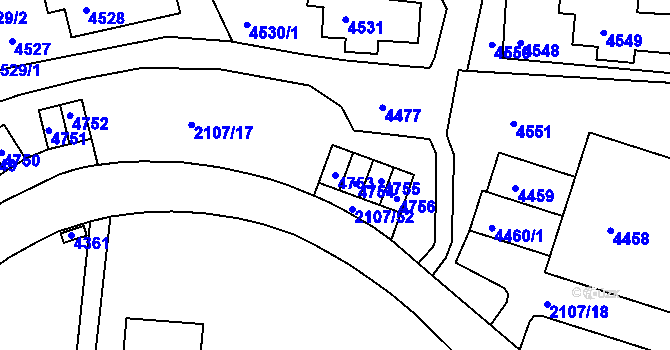 Parcela st. 4753 v KÚ Komín, Katastrální mapa