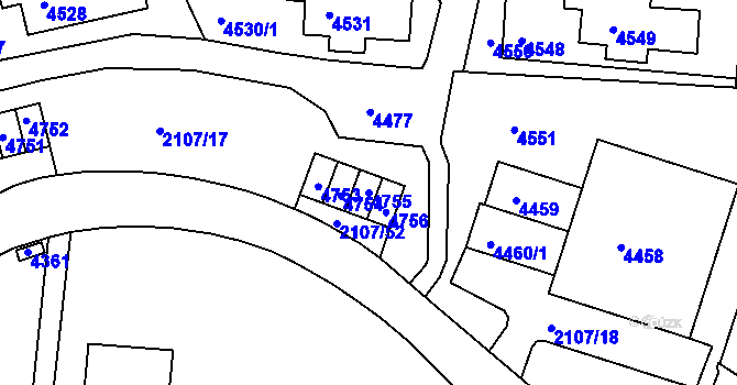 Parcela st. 4755 v KÚ Komín, Katastrální mapa