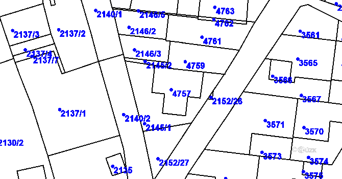 Parcela st. 4757 v KÚ Komín, Katastrální mapa