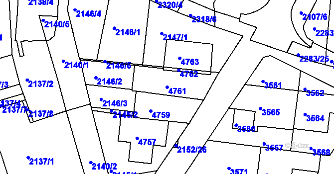 Parcela st. 4761 v KÚ Komín, Katastrální mapa