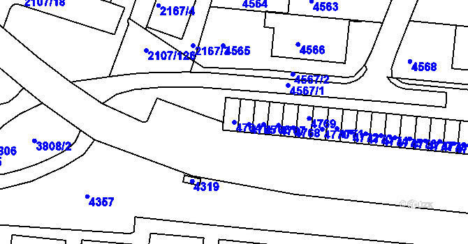 Parcela st. 4764 v KÚ Komín, Katastrální mapa