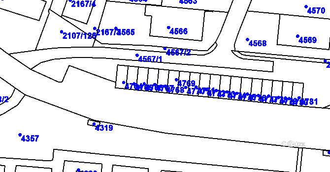 Parcela st. 4768 v KÚ Komín, Katastrální mapa