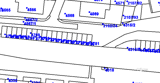 Parcela st. 4779 v KÚ Komín, Katastrální mapa
