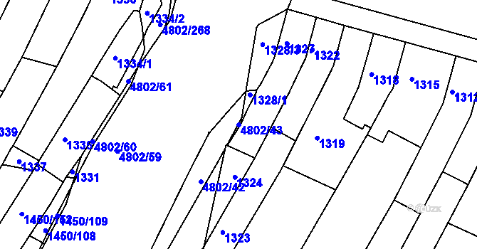Parcela st. 4802/43 v KÚ Komín, Katastrální mapa