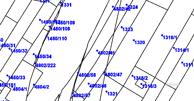 Parcela st. 4802/45 v KÚ Komín, Katastrální mapa